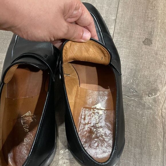 Alan McAfee Mens 10.5 C Black Leather Macaflex Loafers Dress Shoes Made England - Picture 10 of 14